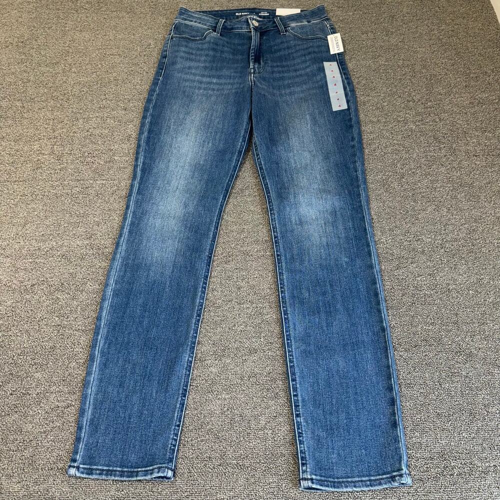 NWT Old Navy High-Rise Straight Leg Jeans Women's Size 4 Blue Medium Wash Casual